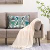 12 x 20 Modern Accent Pillow; Soft Cotton Cover With Filler; Geometric Design; Teal Blue; Beige; Gray; DunaWest