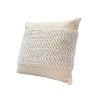 20 x 20 Square Cotton Accent Throw Pillow; Soft Banded Braided Patchwork; White; Cream; DunaWest