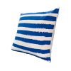 20 x 20 Modern Square Cotton Accent Throw Pillow; Screen Printed Stripes Pattern; Blue; White; DunaWest