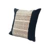 18 x 18 Square Cotton Accent Throw Pillow; Aztec Inspired Linework Pattern; Off White; Black; DunaWest