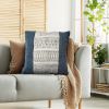 18 x 18 Square Handwoven Accent Throw Pillow; Polycotton Dhurrie; Kilim Pattern; White; Blue; DunaWest