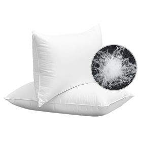 Luxury Bed Pillow Soft Goose Down Feather Pillow for Sleeping Home Hotel Use Queen Size (Color: 2Pcs White)